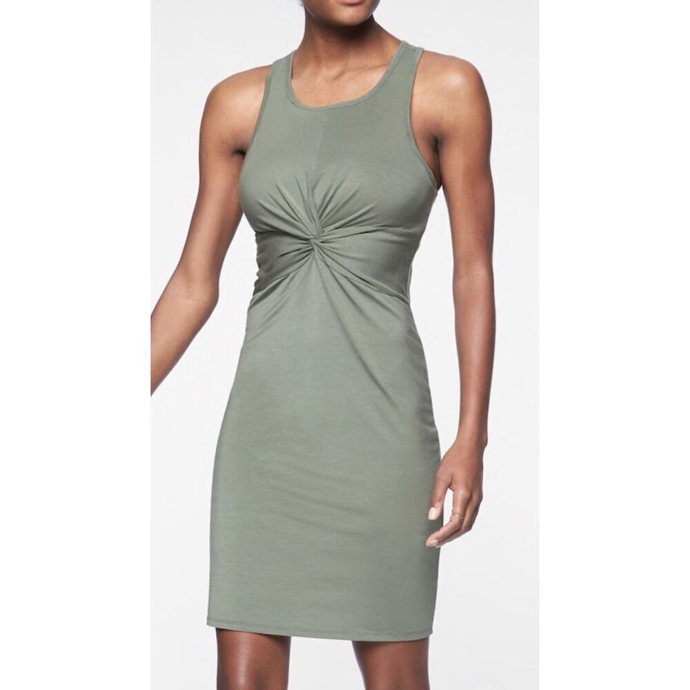 Athleta Vintage Flight Green Barre Bralette Racerback Mini Dress Large
